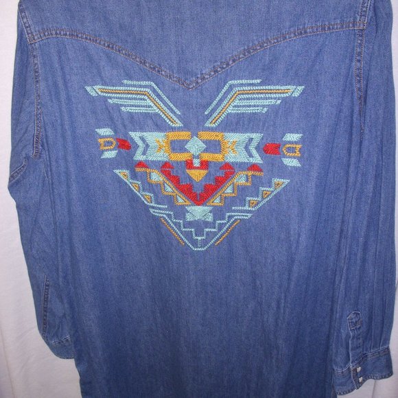 Wrangler Retro Size XXL Long Sleeve Denim Dress - Picture 2 of 5